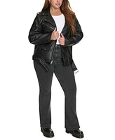 Levi's Plus Size Faux Leather Long Line Belted Moto Jacket