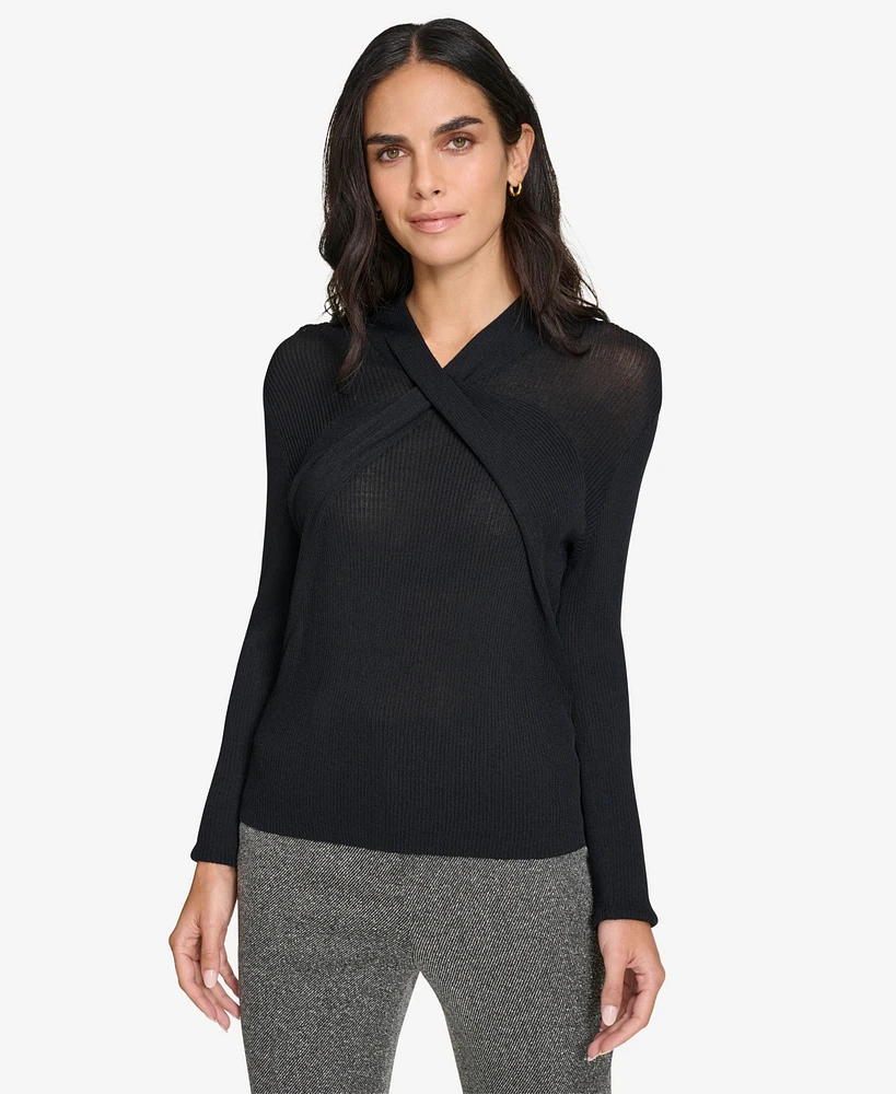 Calvin Klein Women's V-Neck Long-Sleeve Top