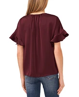 CeCe Women's Short-Sleeve Flutter Blouse