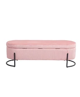 Storage Ottoman, Bedroom End Bench, Upholstered Fabric Storage Ottoman with Safety Hinge, Entryway Padded Footstool, Ottoman Bench for Living Room & B