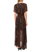 CeCe Women's Floral Metallic-Print Maxi Dress