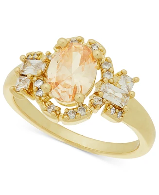 Charter Club Gold-Tone Stone & Crystal Oval Halo Ring, Exclusively at Macy's