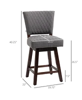 Streamdale Furniture Counter Height Bar Stools, Set of 2, Swivel Barstools 26.5 Inch Seat Height with Back, Rubber Wood Legs and Footrests, for Kitche