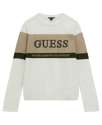 Guess Big Boys Long Sleeve Embroidered Logo Sweater