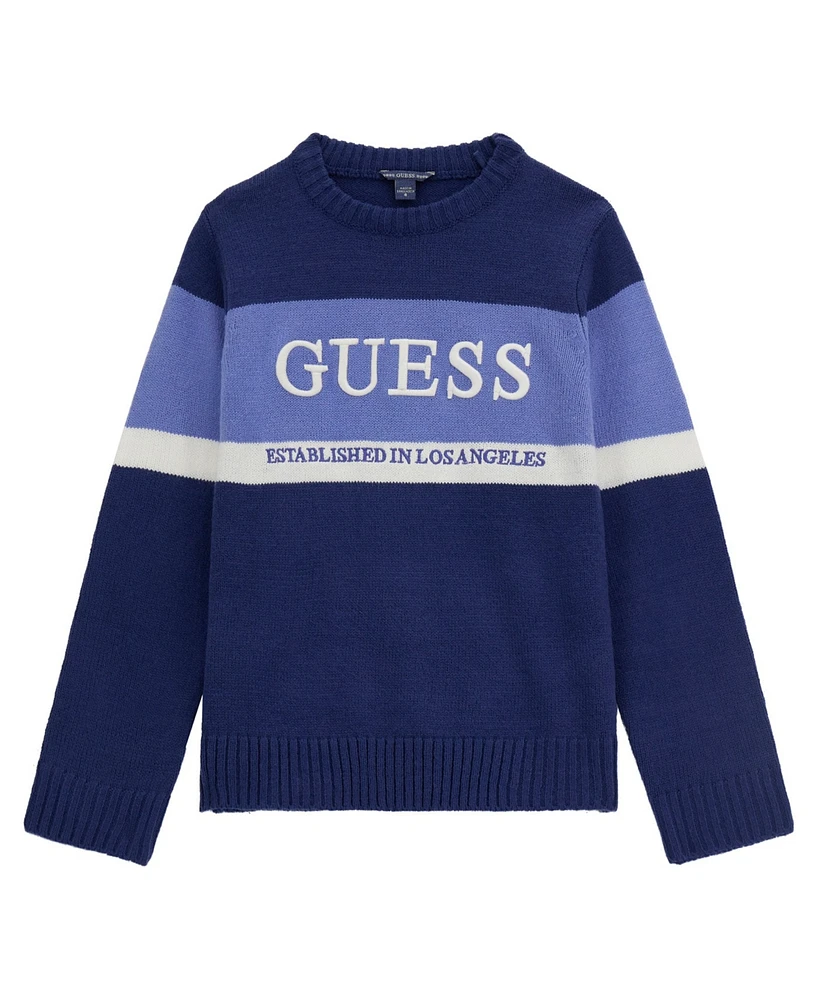 Guess Big Boys Long Sleeve with Embroidered Logo Sweater