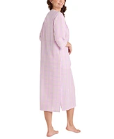 Miss Elaine Women's 3/4-Sleeve Zip-Front Seersucker Robe