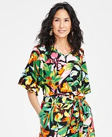 I.n.c. International Concepts Petite Printed V-Neck Dolman-Sleeve Top, Exclusively at Macy's