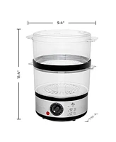 Ovente Electric Food Steamer 5 Quart Double Tier Stackable Portable FS62S