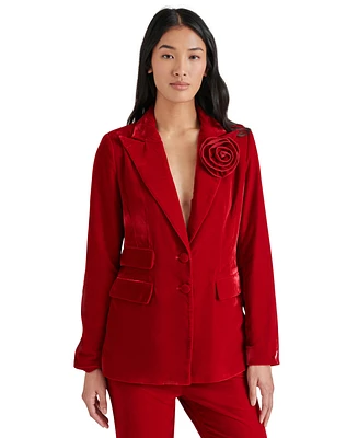 Steve Madden Women's Merene Velvet Rosette Blazer