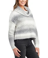 Bcx Juniors' Cowlneck Dropped-Shoulder Cable-Knit Sweater