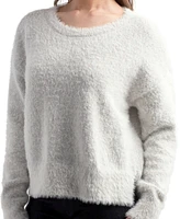 Bcx Juniors' Solid Long-Sleeve Cropped Crewneck Sweater