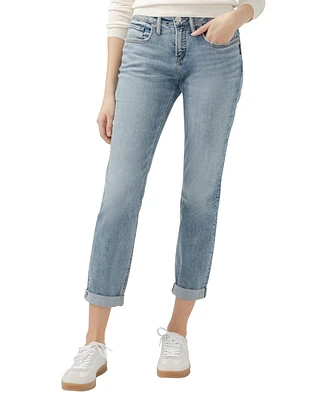 Silver Jeans Co. Women's Boyfriend Mid Rise Slim Leg Luxe Stretch