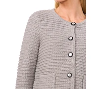 CeCe Women's Button-Front Textured Cardigan Sweater