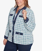 Ruby Rd. Plus Size Houndstooth Boucle Knit Jacket