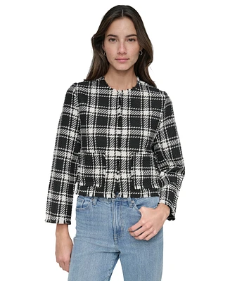 Dkny Jeans Women's Frayed Cropped Long-Sleeve Jacket