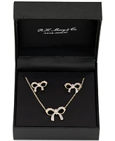 2-Pc. Set Lab Created Pink Sapphire Bow Pendant Necklace & Matching Stud Earrings (1 ct. t.w.) in 14k Gold-Plated Sterling Silver