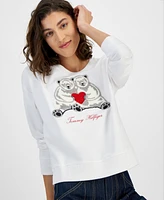 Tommy Hilfiger Women's Chenille Bear Graphic Sweatshirt