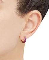 3-Pc. Set Lab Created Pink Sapphire (6 ct. t.w.) & Lab Created White Sapphire (1/2 ct. t.w.) Heart Stud & Small Hoop Earrings 14k Gold-Plated Sterling