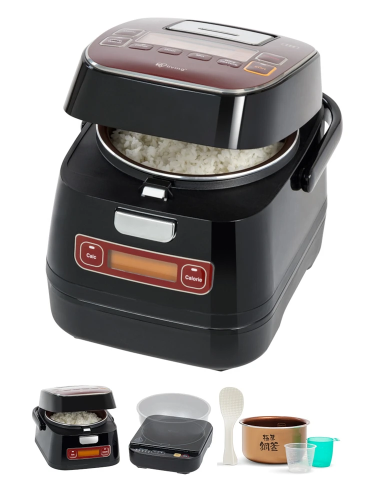 Iris Usa Iris Living 2-in-1 Rice Cooker and Induction Cooktop Burner, 3-Cup (Uncooked) / 6-Cup (Cooked) and Warmer, Portable and Compact Ih Cooktop wi