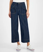 Tommy Hilfiger Women's High-Rise Wide-Leg Crop Jeans