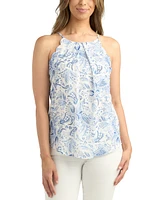 Bcx Juniors' Printed Scalloped-Edge Chiffon Jacquard Halter Top