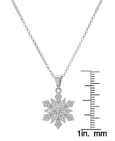 Lab Grown White Sapphire Snowflake 18" Pendant Necklace (1/4 ct. t.w.) in Sterling Silver