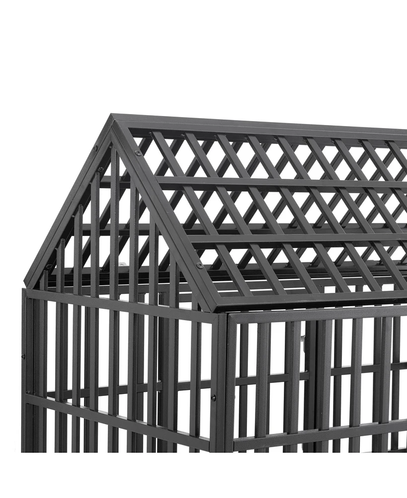 Slickblue Heavy Duty Dog Cage with Roof and Window - Secure Pet Crate for Indoor/Outdoor Use