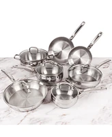 BergHOFF Belly Shape 12pc 18/10 Stainless Steel Cookware Set, Glass Lids