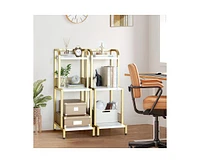 gaomon 3 Tier Bathroom Ladder Shelf, Gold Metal Ladder Bookshelf, Small Bookshelf for Bedroom Living Room Office Kitchen Bathroom