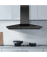 Flynama 36-in 450-cfm Convertible Black Wall-Mounted Range Hood