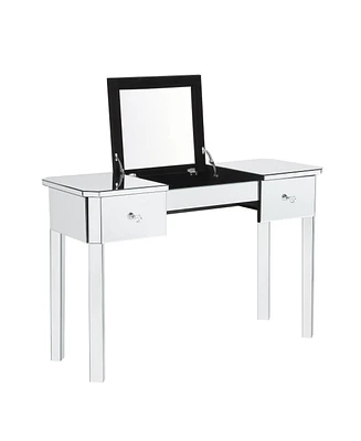 Inspired Home Isla Mirrored Makeup Vanity Table 2 Drawers and Lift