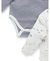 Purebaby Baby Boys Easy Neck L/S Bodysuit 2 pack