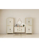 Slickblue 4 Door Cabinet, with Adjustable Inner Shelves, Storage Cabinet