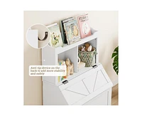 Gaomon Bookshelf for Kids, Wooden Book Display, Kids Bookshelf and Toy Storage, Children Book Rack Bookcase Toybox Combo for Bedroom & Nursery