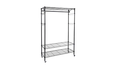 Slickblue 3-Tiers Large Size Heavy Duty Wire Shelving Garment Rolling Rack Clothing Rack