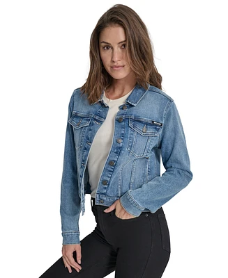 Dkny Jeans Women's Button-Down Denim Trucker Jacket