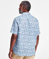 Club Room Men's Linen Mapleton Printed Short-Sleeve Shirt, Exclusively at Macy's