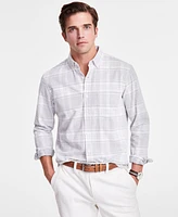 Club Room Men's Long Sleeve Button-Down Textured Plaid Shirt, Exclusively at Macy's