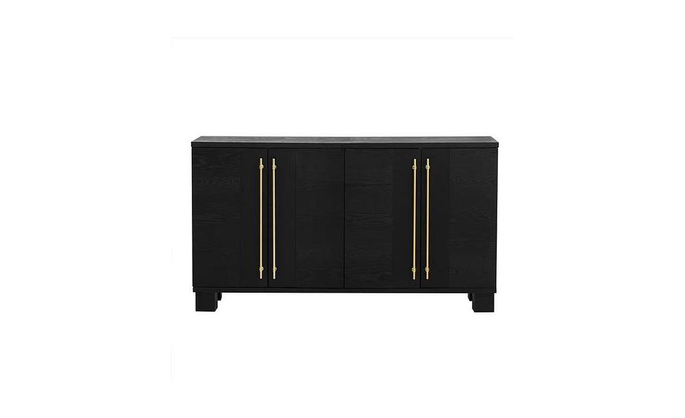 Slickblue Traditional Style Sideboard with Adjustable Shelves and Gold Handles for Kitchen Storage