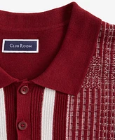 Club Room Men's Cotton Lightweight Contrast-Knit Sweater Polo, Exclusively at Macy's