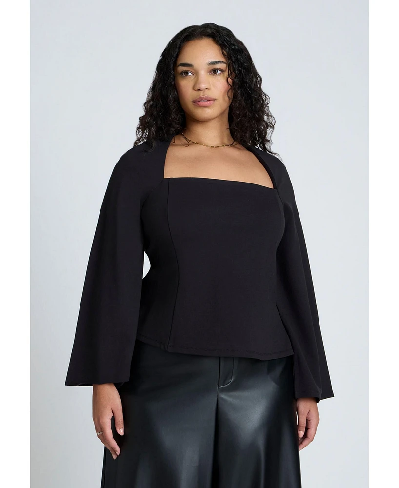 Eloquii Plus Square Neck Seam Detail Top