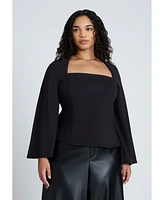 Eloquii Plus Square Neck Seam Detail Top