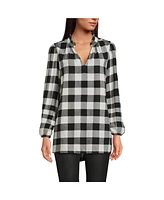 Lands' End Women's Brushed Flannel Ruffle Split Neck Tunic