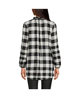 Lands' End Women's Brushed Flannel Ruffle Split Neck Tunic