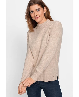 Olsen Women's Mock Neck Sweater with Cable Accents