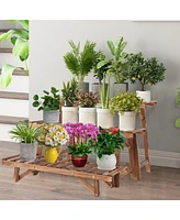 Unho 3pcs Plant Rack Stand Ladder Garden Corner Flower Pots Holder Wood Display Shelf