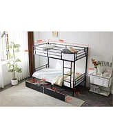 Slickblue Twin Over Twin Convertible Bunk Bed with 2 Storage Drawers for Space-Saving Solutions