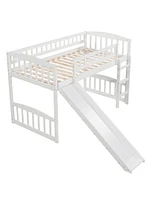 Slickblue Twin Size Loft Bed with Slide and Ladder for Fun and Space-Saving Kids' Room