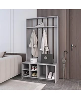 Fm Furniture Van Hall Tree in Melamine, Open Storage y Coat Space, Smoke