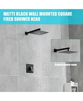 Flynama 1-Spray Patterns with 1.5 Gpm 10 in. Wall Mount Rain Fixed Shower Head in Matte Black
